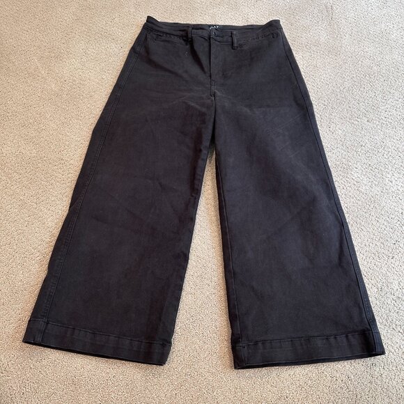 Oat New York Pants High-Rise Wide-Leg Crop Brown Sz 31 Minimal Lagenlook Neutral - Picture 4 of 12